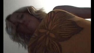 First creamy for Ellie, a young blonde with natural tits who loves to play and explore her body