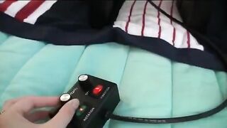 Three girls having sex and using a vibrator for pleasure