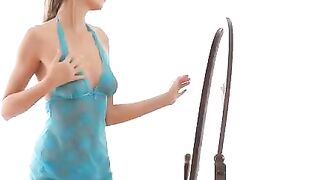 Hot erotic sex in front of the mirror with a sexy teen