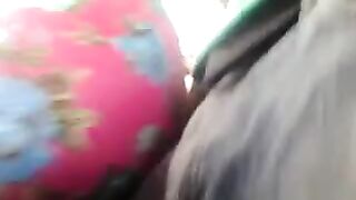 A guy rubs his dick on the riser through women's pants on the bus