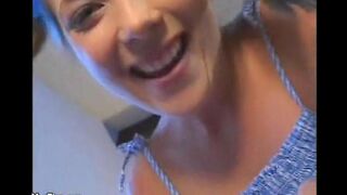 The tiny babysitter with natural tits gets fucked hard by a midget
