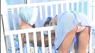 The tiny babysitter with natural tits gets fucked hard by a midget