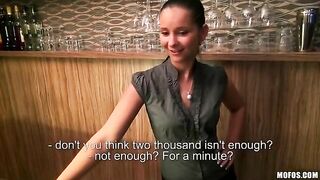 The pretty bartender agreed to fuck with the guy in POV style