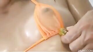 A whale in bikini is gently getting fucked