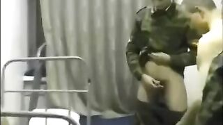 Barracks. Group sex with soldiers and a naked young girl