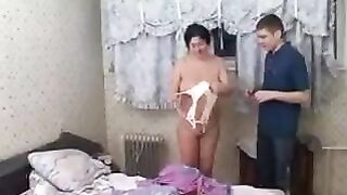 A sex son fucked his old mother, who had no husband