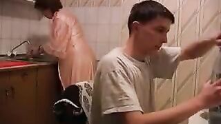 The kitchen is the place for raping a mom, not just for tips