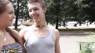A guy licks the pussies of two sexy girls