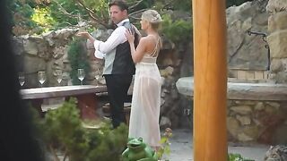 Blonde beauty and her friend fucked on their honeymoon