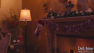 A hot blondie in heels fucks at Christmas with long nails