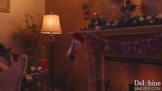 A hot blondie in heels fucks at Christmas with long nails