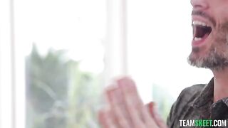 Redhead in glasses has no condoms and is very naughty with cum