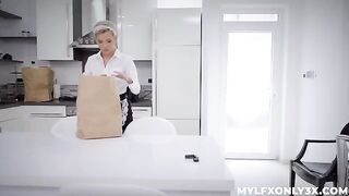 The girl got horny and fucked with the sexy maid in stockings