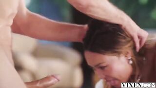 A girl gets a lot of cum after a great sex and she feels victorious