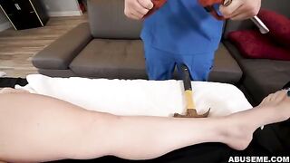 A cute woman receives a rough massage that brings her to orgasm