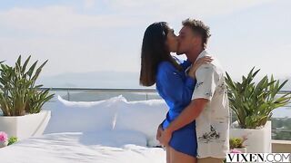 Crash a party and get fucked outdoors by horny brunettes