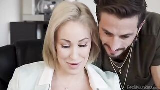Overworked blonde is being fucked in the office by colleagues
