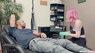 Tattooed beauty gets her tight pussy railed by BBC in POV style