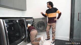 A man fucked two look-alike blondies with huge boobs in a steamy threesome