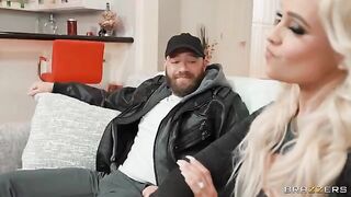A naughty wife is getting fucked on the couch for money