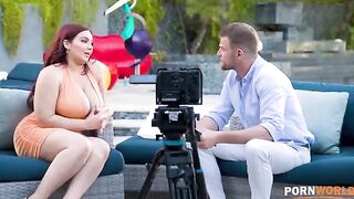 A busty pornstar Natasha Nice gets her asshole gapped during an interview