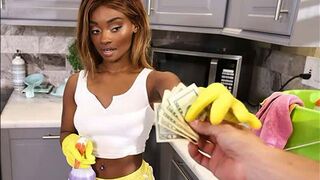 A black maid gets fucked for money in POV style