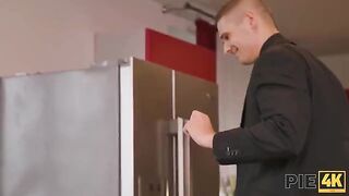 The man finished cum on the tits of Milkshot