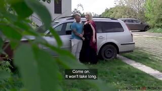 The hot mature blondie got a bit mixed up in the car