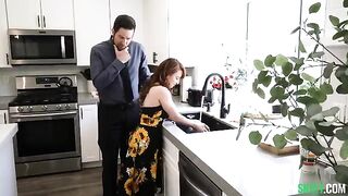 The babysitter’s fantasy came true when the man fucked her on the kitchen table