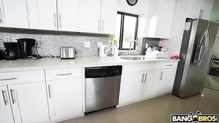 A maid is doing all the cleaning in one room naked