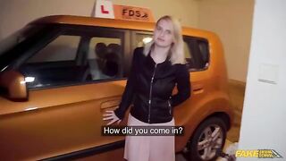The big cock of the guy in car with hot blondie