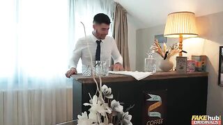 A man made a cum shot right in the mouth of the madam