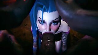 Jinx and Vi get their cunts smashed by a huge black cock in 3D
