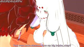 The Spider Demon, in the form of a woman, engages in intimate acts with Tanjiro Kamado