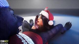 Christmas beauty fucked by a werewolf in a wild encounter