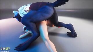 Christmas beauty fucked by a werewolf in a wild encounter