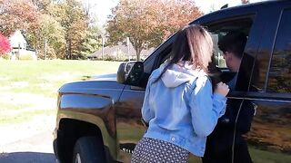 A sexy girl was picked up by a driver who wanted to pay her back