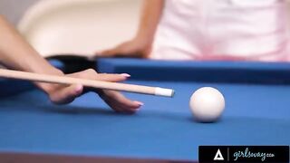 Steaming-hot busty MILF Lexi Luna teaching Nia Nacci to play pool