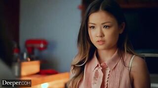 Asian beauties Lulu Chu and Gianna Dior share a big cock in an intense threesome