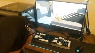 A cute couple challenges each other in a video game with a twist