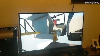 A cute couple challenges each other in a video game with a twist