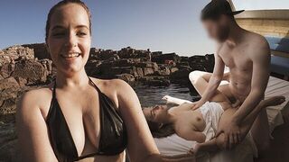 A cute couple has sex on the beautiful beach of Sardinia