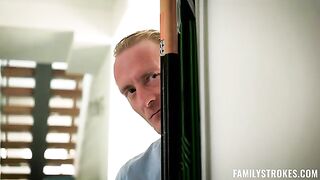 A young girl was fucked on the couch while talking to her husband