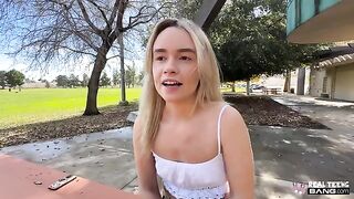 The blonde will do anything to satisfy her lover, even if it's not normal