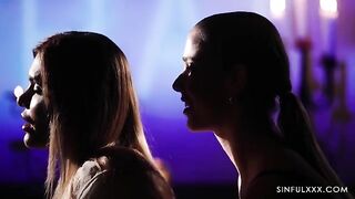 Romantic sex with a guy and two girls in FFM style