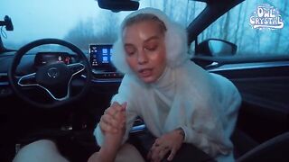 A beautiful young schoolgirl gets fucked by a stranger in his car