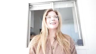 A blonde slut got a huge load of cum on her face after giving a blowjob under the table