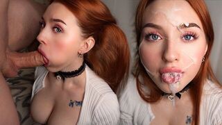 The skillful mouth of the girl made the guy cum