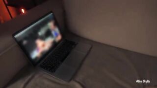 Babe got so excited while watching porn, she agreed to sex