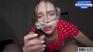 Submissive teen gets fucked by multiple guys in an intense threesome